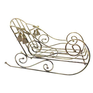 Christmas Sleigh Brass Metal Table Mantle Ornament Decor Vintage Victorian